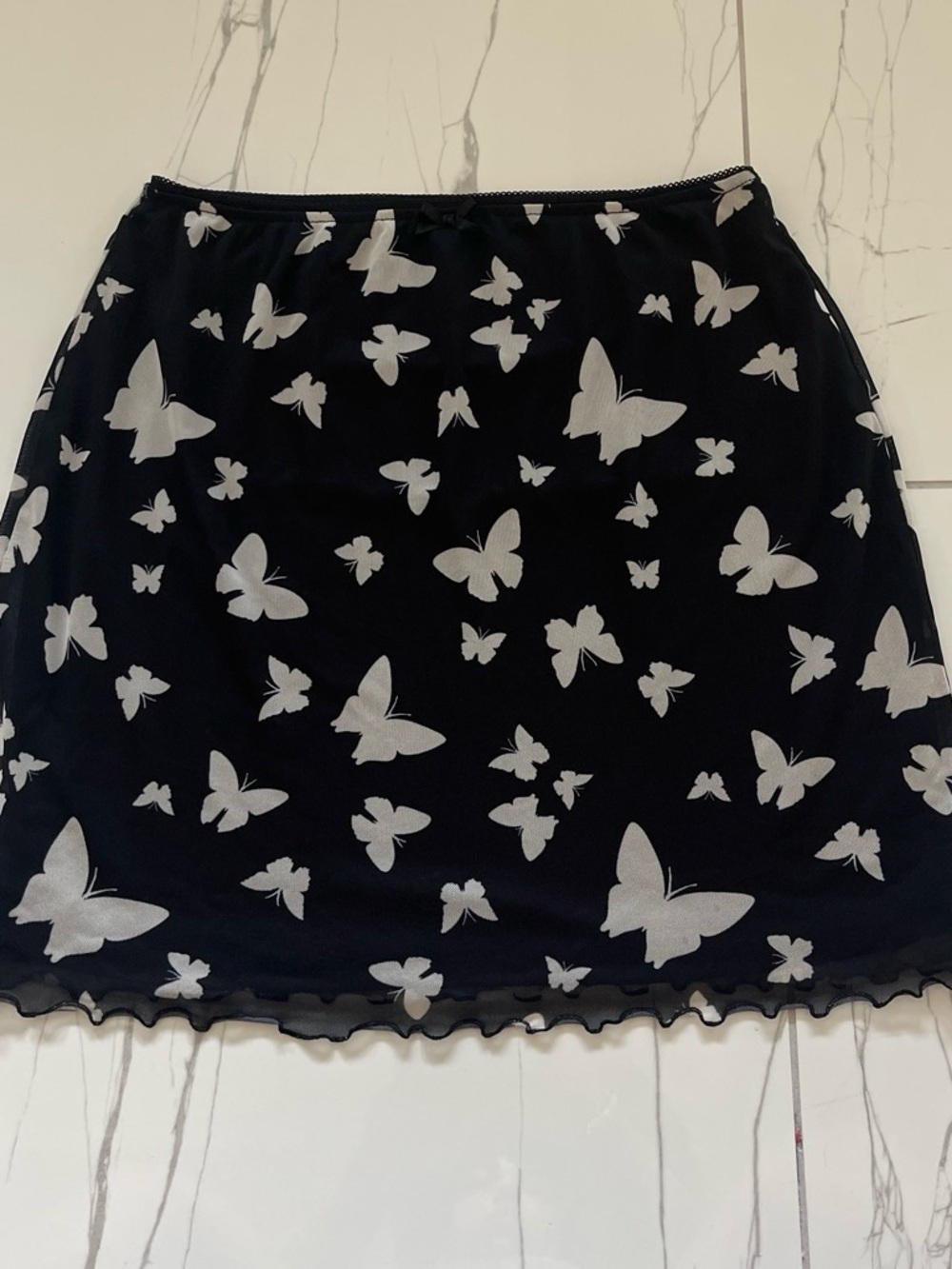 wild fable Black Mini Skirt with White Butterfly Print
